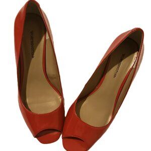 Vintage Red Worthington Open Toe Pumps